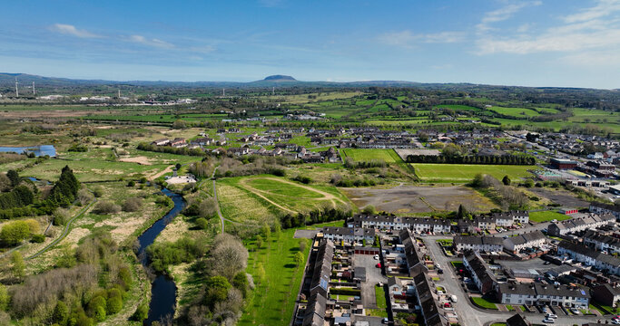 Aerial photo of Residential homes in Ballymena Co Antrim Northern Ireland