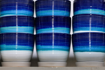 Close up shot of stack of flower pots