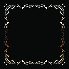 Golden Luxury Calligraphic Frame. Hand Drawn Golden Shiny Border for Menu, Sertificate, Greeting Cards or Classic Wedding Design. Vector Illustration.