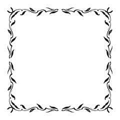 Calligraphic Hand Drawn Floral Frame. Doodle Elegant Calligraphy Design Element. Vector Illustration.