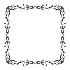 Calligraphic Hand Drawn Floral Frame. Doodle Elegant Calligraphy Design Element. Vector Illustration.