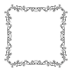 Calligraphic Hand Drawn Floral Frame. Doodle Elegant Calligraphy Design Element. Vector Illustration.