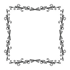 Calligraphic Hand Drawn Floral Frame. Doodle Elegant Calligraphy Design Element. Vector Illustration.