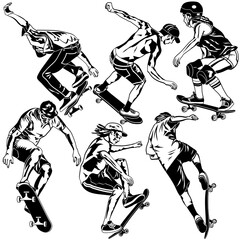 Silhouettes of Skateboarders