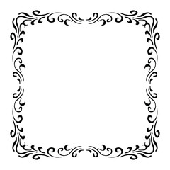 Calligraphic Hand Drawn Floral Frame. Doodle Elegant Calligraphy Design Element. Vector Illustration.