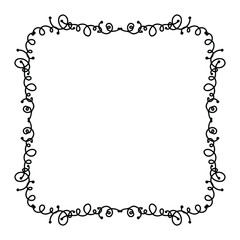 Calligraphic Hand Drawn Floral Frame. Doodle Elegant Calligraphy Design Element. Vector Illustration.