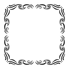 Calligraphic Hand Drawn Floral Frame. Doodle Elegant Calligraphy Design Element. Vector Illustration.