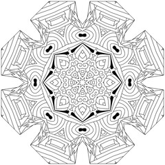 Hand drawn zentangle circular ornament for coloring page.