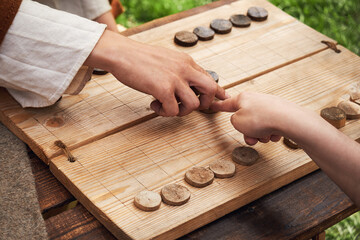 Ludus Latrunculorum, or Latrunculi, is an ancient Roman strategy game. Reconstruction of board...