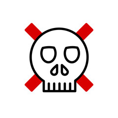 Danger,  skull with blind lines  - vector icon