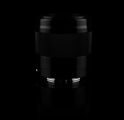 Plakat camera lens on a black background isolated