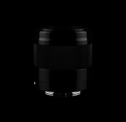 Plakat camera lens on a black background isolated