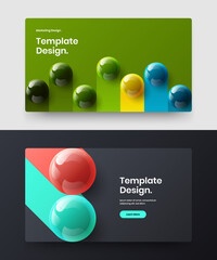 Trendy flyer vector design template composition. Colorful realistic spheres site screen layout collection.