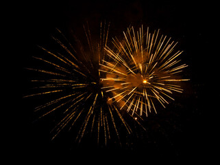 Fototapeta premium Beautiful bright fireworks lighting up night sky