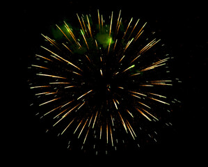 Beautiful bright fireworks lighting up night sky