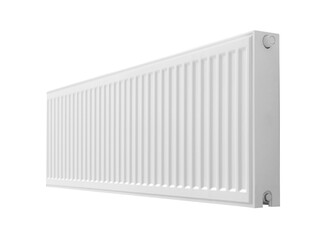 Modern panel radiator on white background. Heating system