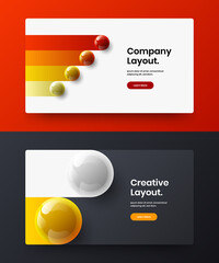 Geometric website vector design concept composition. Premium realistic spheres banner template bundle.