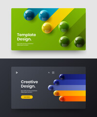 Creative 3D balls pamphlet concept collection. Unique company brochure vector design layout bundle.