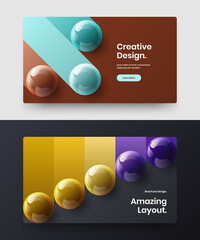 Original corporate identity vector design illustration composition. Unique 3D balls presentation layout collection.