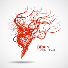 Abstract colorful brain with chaotic lines. Vector illustration
