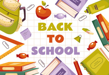 Back to school banner poster cover composition concept. Graphic design element illustration