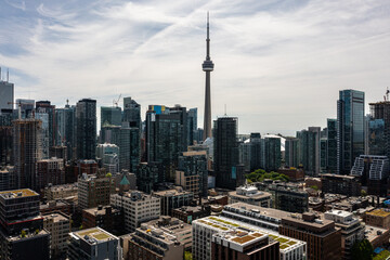 Fototapeta premium downtown Toronto landscape with the cntower and buildings and streets in view 