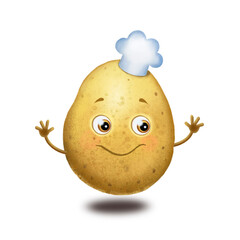 Funny vegetable, funny potato, vegetable children's print, cute vegetable character, yellow vegetable