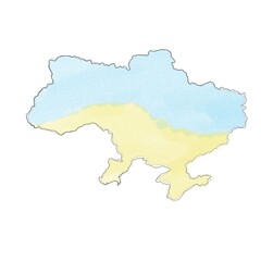 Ukrainian yellow-blue flag - map of Ukraine. stop war in Ukraine