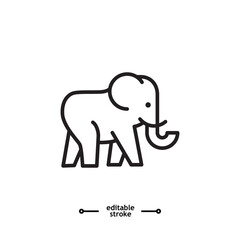 Obraz premium elephant wild animal icon vector, sign, symbol, logo, illustration, editable stroke, flat design style isolated on white linear