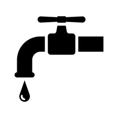 Water faucet icon. Black silhouette. Side view. Vector simple flat graphic illustration. Isolated object on a white background. Isolate.