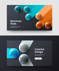 Unique 3D balls booklet illustration set. Bright site screen design vector layout bundle.