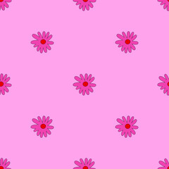 square vector seamless pattern - flower in hippie style.1970 good vibes.Funky and groovy 1970 daisy flower.Funky 1960 psychedelic ornament with floral.Kidcore kawaii wallpaper and fabric.Floral naive	
