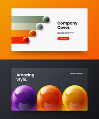 Creative presentation design vector concept composition. Modern 3D balls flyer template collection.