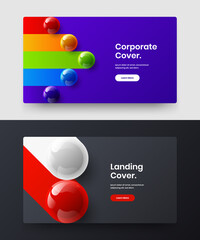 Creative company cover vector design illustration composition. Geometric realistic spheres flyer template collection.