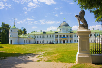 Lion in National Historical and Cultural Reserve "Kachanivka" (Kachanovka Palace) in Chernigov region in Village Kachanivka, Ukraine	
