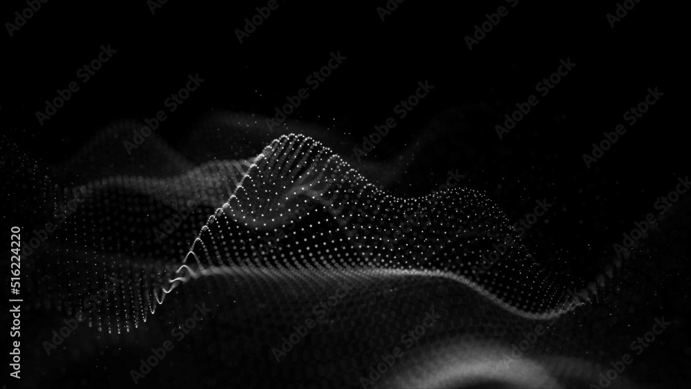 Poster futuristic black and white luminous wave. the concept of big data. network connection. cybernetics. 