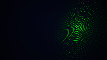 A digital disk of dots. Futuristic green circular wave. The concept of big data. The wave effect of the web. 3D rendering