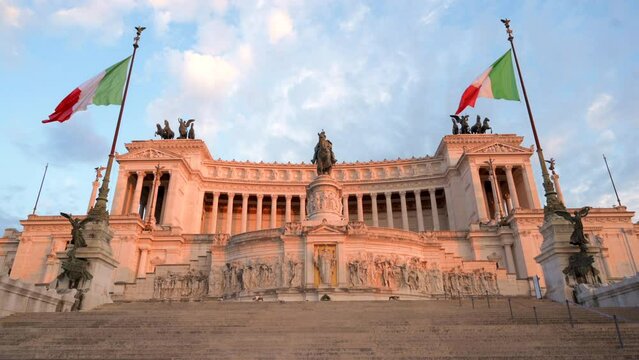 Venice square in Rome at sunset, Italy
