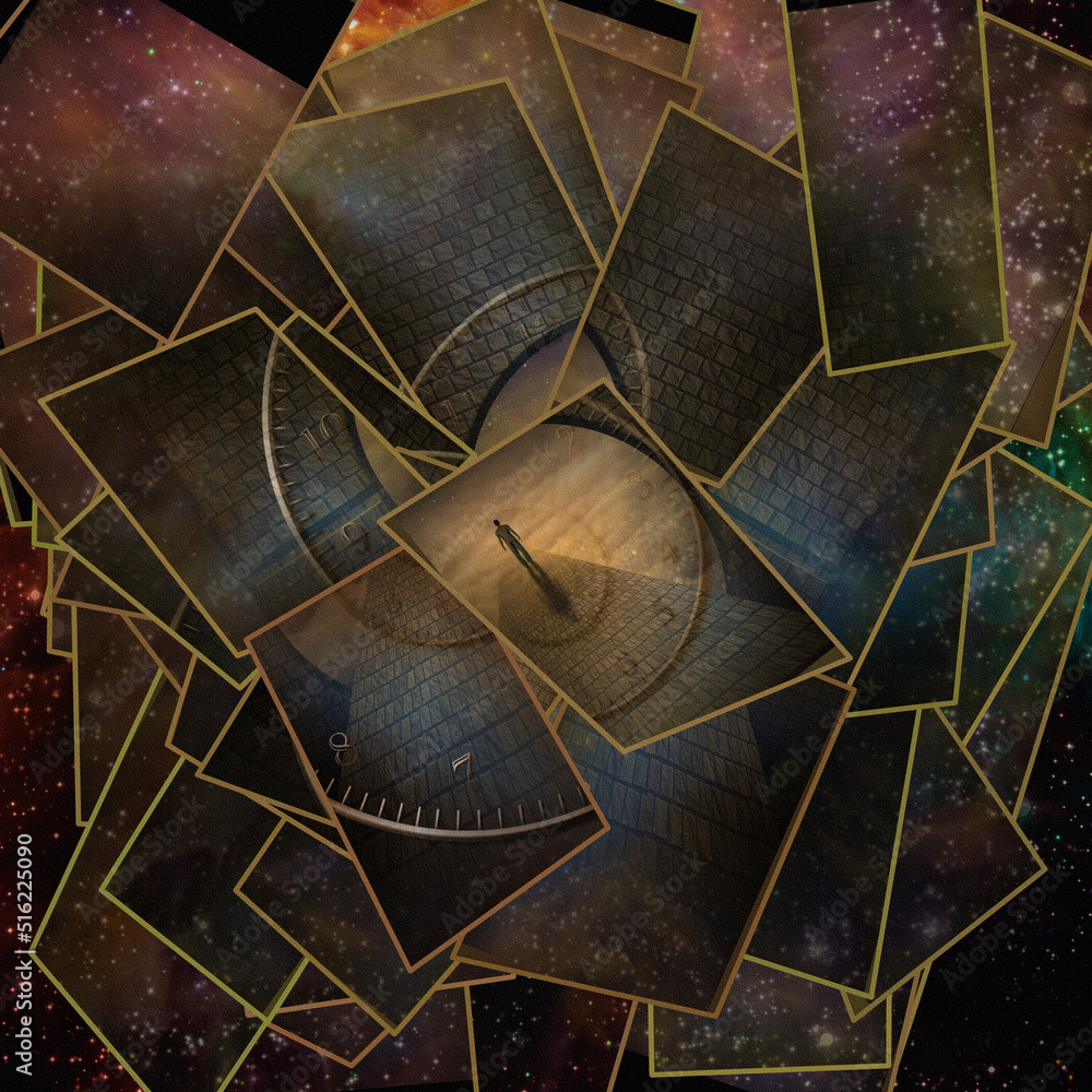 Aufkleber man in creation with time element