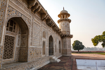 Fototapeta na wymiar Exterior of the Itimad-ud-Daulah mausoleum in Agra, Uttar Pradesh, India, Asia