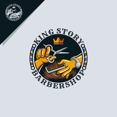 barber shop illustration for emblem logo or icon