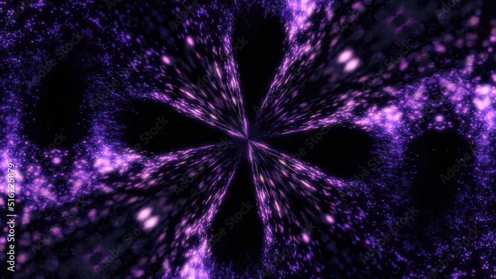 Aufkleber abstract symmetric pattern of purple feathers on black background, seamless loop. kaleidoscopic abst