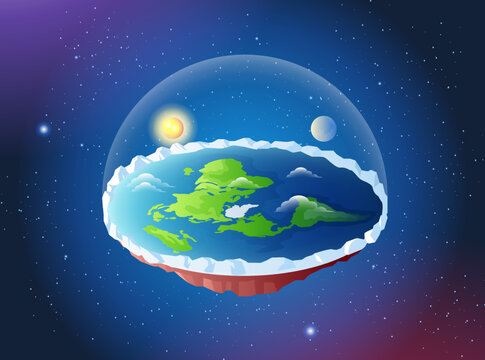 Flat earth theory concept illustration