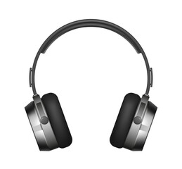 Headphones wireless electronic gadget. Realistic headset audio tool for listening dance music