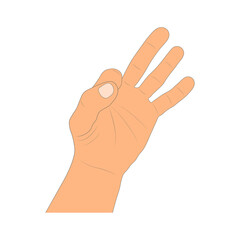 Drawing cartoon human arm isolated on white background. Drawn hand gesture. Art style - vector illustration