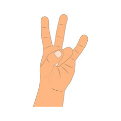 Drawing cartoon human arm isolated on white background. Drawn hand gesture. Art style - vector illustration