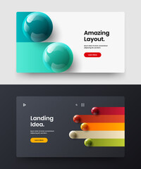 Simple realistic balls brochure concept collection. Original presentation vector design layout bundle.