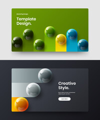 Fresh website vector design concept composition. Trendy 3D spheres site screen template collection.