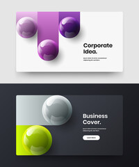 Isolated handbill vector design layout set. Modern 3D spheres flyer concept collection.