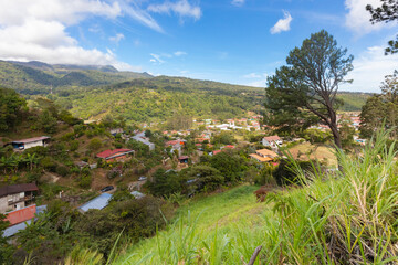 Panama, Boquete, panoramic view from the surrounding volcanic hills